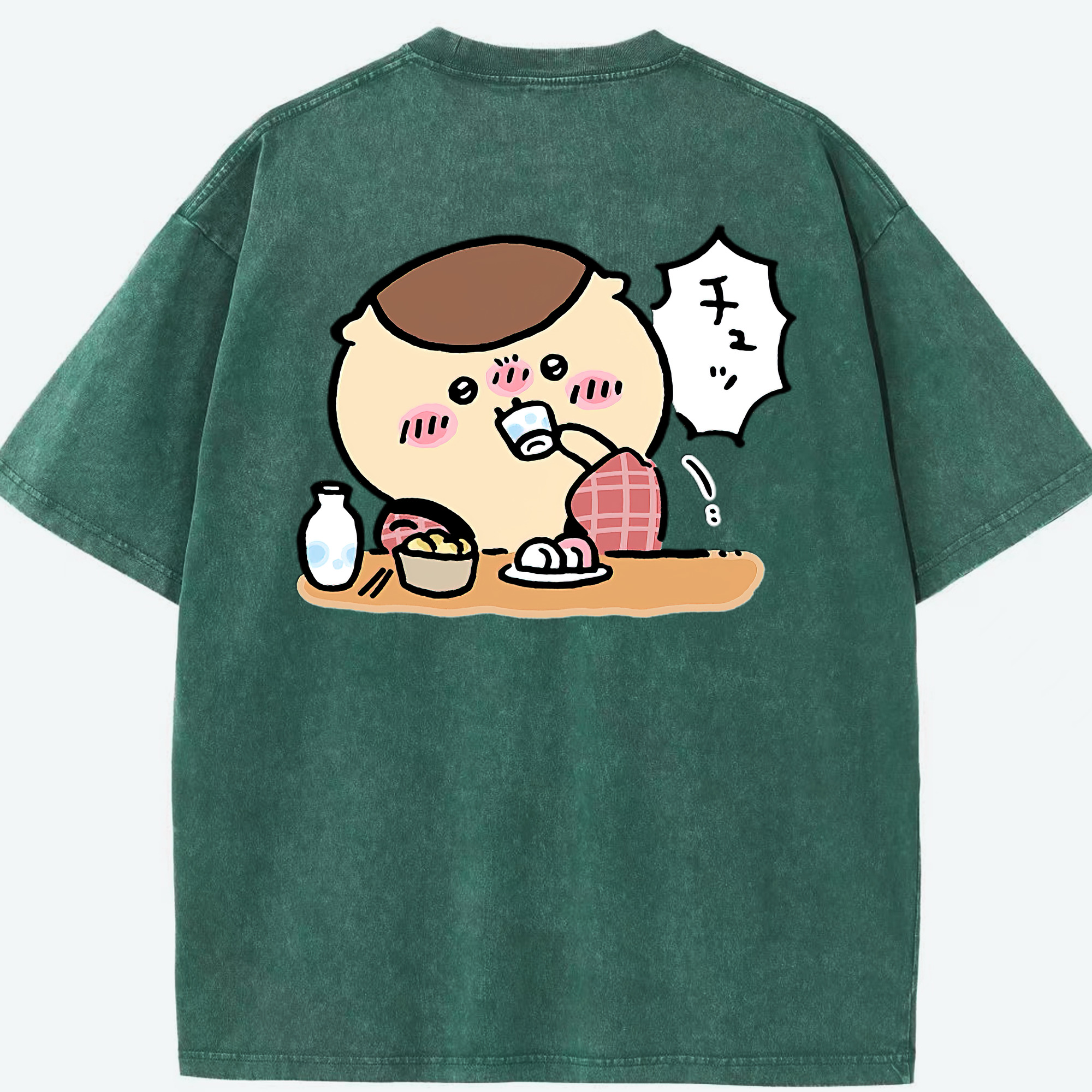 （画像用） ちいかわ くりまんじゅう Chii-kawa kuri manjū 綿100% ヴィンテージ風 半袖Tシャツ（背面プリント）